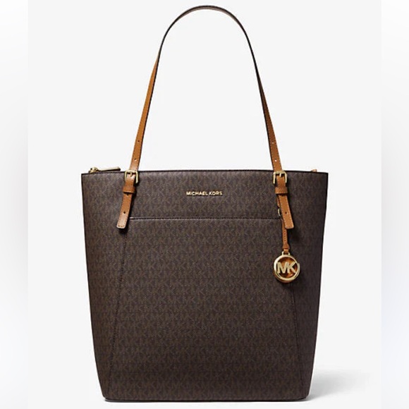 Michael Kors Voyager Large Logo Tote Bag Brown/Tan - Picture 1 of 16